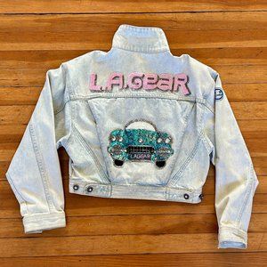 L.A. Gear 90s stone washed denim jacket with sequin detail